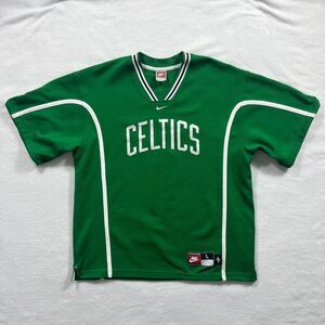 Boston Celtics Jersey Large Green Stitched Warm Up Shooting Short Sleeve VTG 90s